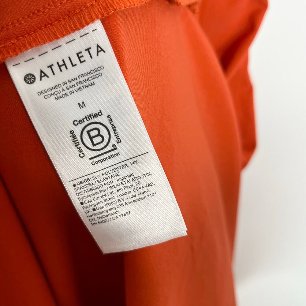 Athleta Womens Savanna Mini Dress Medium Orange Drawstring Pockets Athleisure - Picture 10 of 12